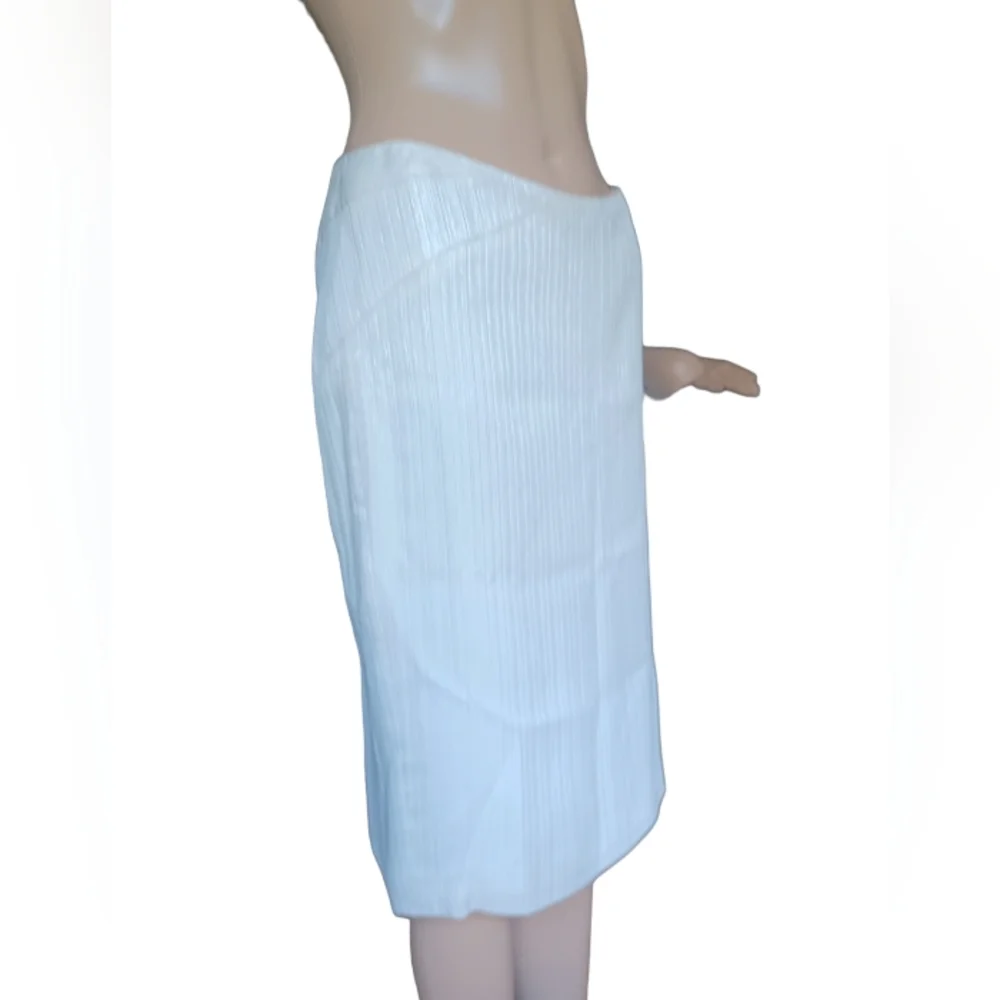 Gianni Versace Womens White Reflective Straight Pencil Skirt Knee Length Size 44 - Picture 3 of 9